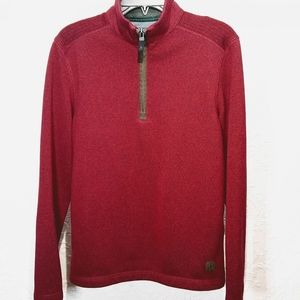 G.H. Bass Small Red Fleece Zip Christmas Holiday Pullover Sweater